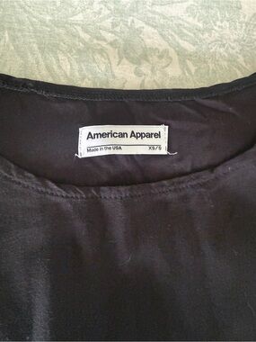 American Apparel Long Sleeved Black Shift Dress, Size XS/S